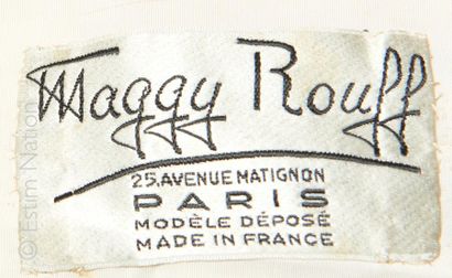 MAGGY ROUFF Haute Couture 1950 ROBE DU SOIR bustier en satin duchesse ivoire parsemée...