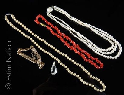 LOT DE BIJOUX fantaisie Lot de bijoux fantaisie comprenant colliers, bracelets, pendentifs,...