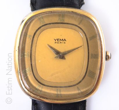 YEMA PARIS Montre bracelet mixte en métal doré cadran tonneau, fond clipé en acier,...