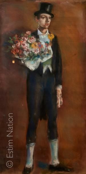 Edmond Amédée HEUZÉ (1884-1967) "Jeune homme, un bouquet de fleur à la main" ou "Le...