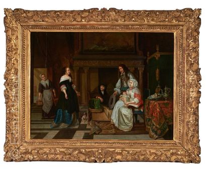 Ecole HOLLANDAISE vers 1800, d'après Pieter de HOOCH "La visite à la nourrice"


Panneau...