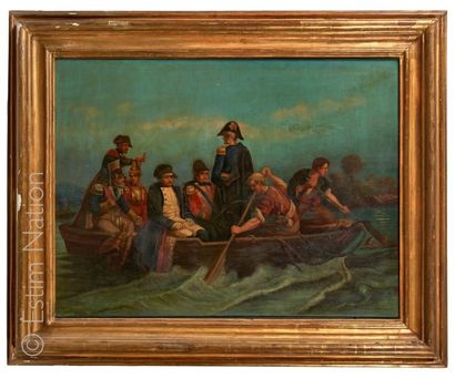 Ecole 19e siècle "Napoléon et ses officiers en barque"
Huile sur toile anonyme.
Dim.:...