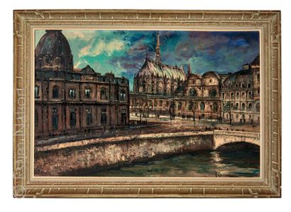 YVES GONNEC (XX) "Vue d'édifices parisiens'' Huile sur toile signée en bas à droite,...