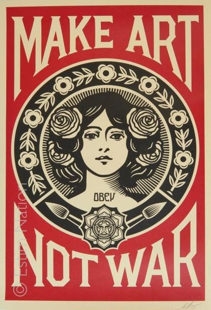 OBEY (Shepard Fairey dit) (né en 1970) "Make Art not war"


Sérigraphie en couleurs...