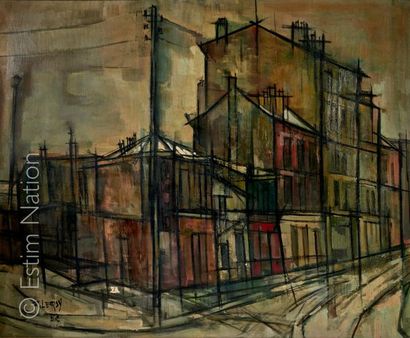 Roger LERSY (1920-2004) "Maisons dans une rue'' Huile sur toile signée et datée 52....