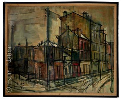 Roger LERSY (1920-2004) "Maisons dans une rue'' Huile sur toile signée et datée 52....