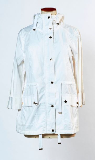 MICHAEL MICHAEL KORS PARKA en coton blanc, taille coulissée, rappel à la capuche,...