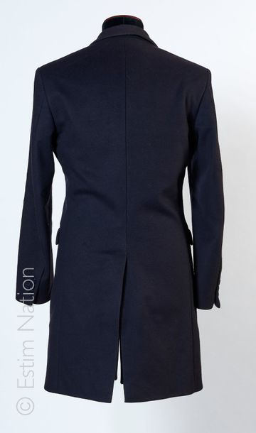 BRUCE FIELD MANTEAU pour homme en laine et cachemire bleu nuit, trois poches, fente...