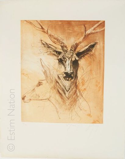 Jean-Marie GUINY Jean-Marie GUINY (1954-2010) ''Le grand cerf'' Lithographie en couleurs,...