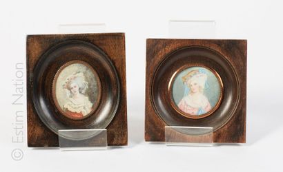 MINIATURES Paire de miniatures peintes dans le goût du 17e ou du 18e siècle


En...