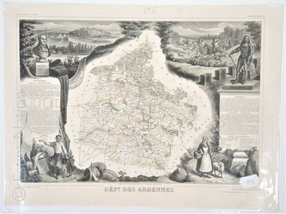 ARDENNES Carte en noir, 33 x 45 cm, non datée, époque Second Empire, vers 1860-1870,...