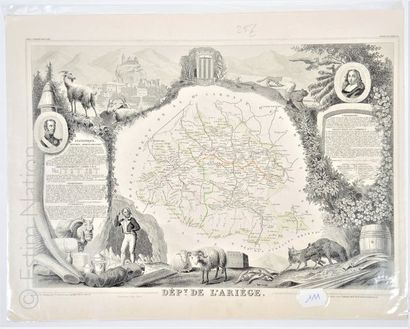 ARIEGE Carte en noir, 33 x 45 cm, non datée, époque Second Empire, vers 1860-1870,...