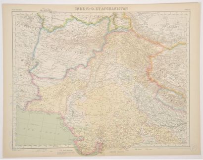 NORD DE L'INDE-AFGHANISTAN Carte en couleurs, 44 x 57 cm, non datée, vers 1930, très...