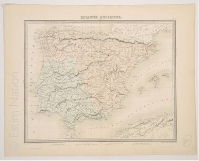 ESPAGNE ANCIENNE Carte en noir, 41 x 52 cm, non datée, vers 1880, très bon état.