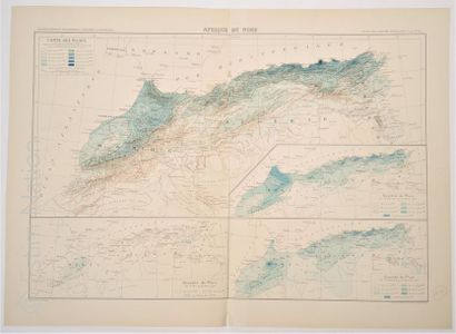 AFRIQUE DU NORD Carte en couleurs, 49 x 69 cm, non datée, vers 1930, très bon ét...