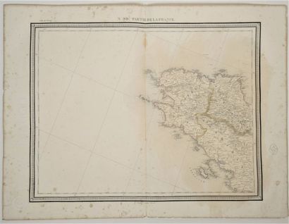 POINTE DE LA BRETAGNE Carte imprimée en 1830, tirée de l'atlas de Van der Maelen,...