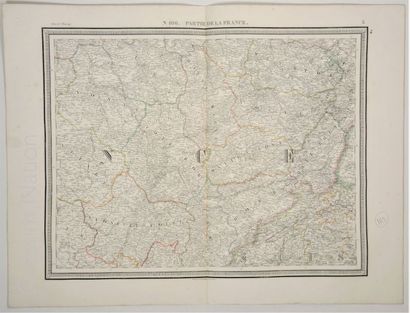 France, région Troyes-Dijon Carte imprimée en 1830, tirée de l'atlas de Van der Maelen,...