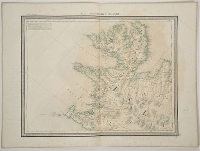 ISLANDE, PARTIE OUEST Carte imprimée en 1830, tirée de l'atlas de Van der Maelen,...