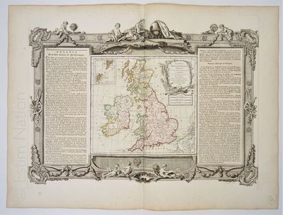 ILES BRITANNIQUES, CARTE GEOGRAPHIQUE XVIIIe SIECLE MACLOT et DESNOS, "Atlas général,...