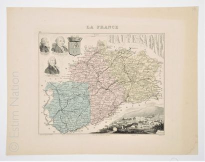 HAUTE SAONE Carte en couleurs, 28 x 38 cm, non datée, vers 1880-1890, en très bon...