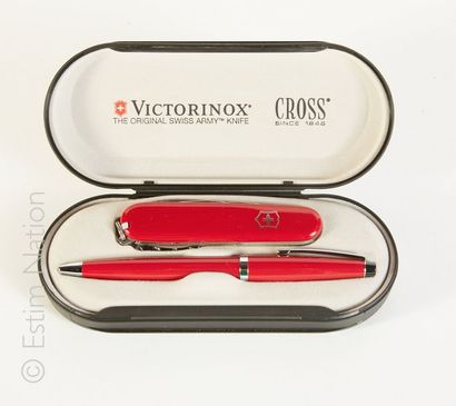 VICTORINOX ET CROSS Parure Victorinox et Cross comprenant un couteau Suisse et un...