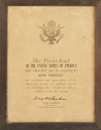 SOUVENIRS HISTORIQUES - U.S. ARMY Document de distinction nominatif remis par le...