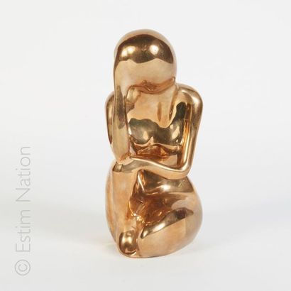 Ecole Moderne Sculpture ''Nu féminin assis'' Bronze. Traces de signature. H : 26...