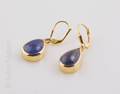 BOUCLES D'OREILLES TANZANITES Paire de boucles d'oreilles en argent doré (925/°°)...