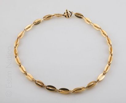 WANG COLLIER OR JAUNE Wang. Collier mailles ovales en or jaune 18K (750°/00). Fabrication...