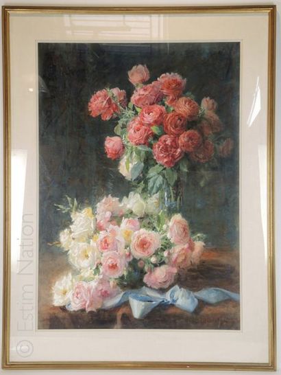 MONTEZIN Alfred (XXème siècle) "Nature morte au bouquet de roses".


 Aquarelle et...