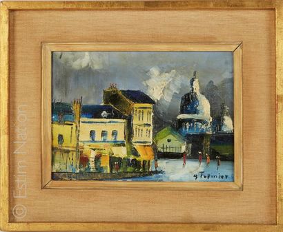 TUPINIER (XX) 'Vue de montmartre'' Huile sur toile signée Tupinier Dim.:16 x 22 cm,...