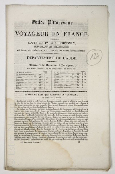 TOURISME , AUDE ''Guide pittoresque du voyageur en France, département de l'Aude...