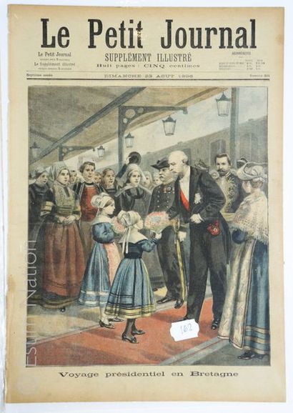 BRETAGNE ''Le petit journal du 23 août 1896, voyage présidentiel en Bretagne'', très...