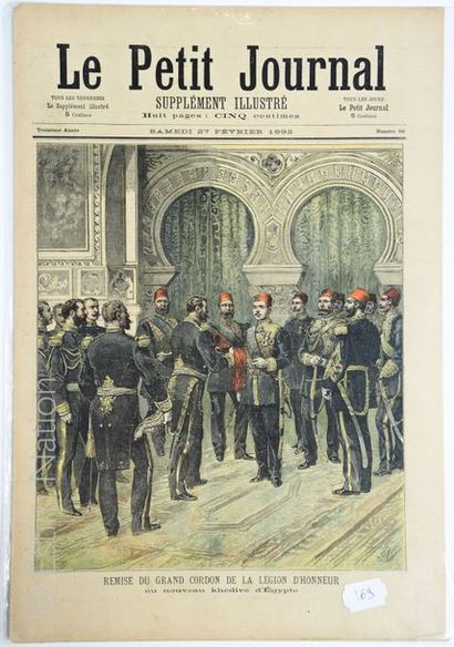 EGYPTE ''Le petit journal du 27 février 1892, remise du grand cordon de la Légion...