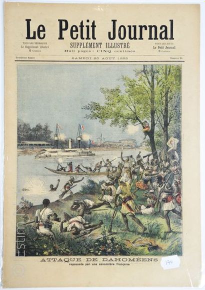 AFRIQUE-DAHOMEY ''Le petit journal du 20 août 1892, attaque de Dahoméens repoussés...