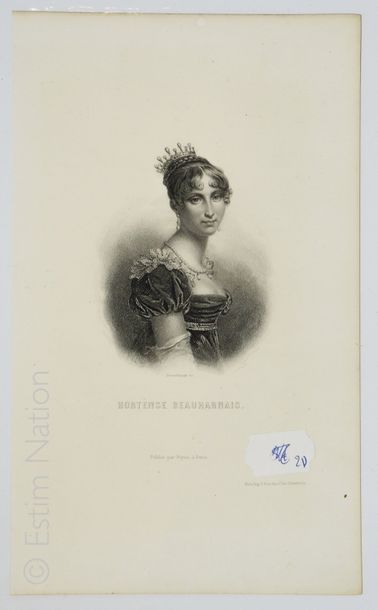 PREMIER EMPIRE ''Portrait de Hortense de Beauharnais''. Gravure en noir, format 15...