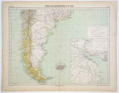 AMERIQUE DU SUD Carte du Chili et de l'Argentine, en cartouche plan de Buenos-Aires,...