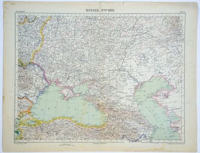 RUSSIE Carte de la partie sud de la Russie, avec la Crimée, fin XIXe, 45 x 57 cm,...