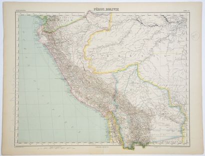 AMERIQUE DU SUD Carte du Pérou et de la Bolivie, fin XIXe, 45 x 57 cm, très bon ...