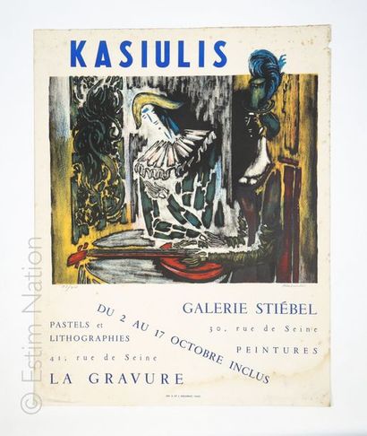 KASIULIS ''Kasiulis, galerie Stiébel, rue de Seine à Paris, pastels et lithographies'',...