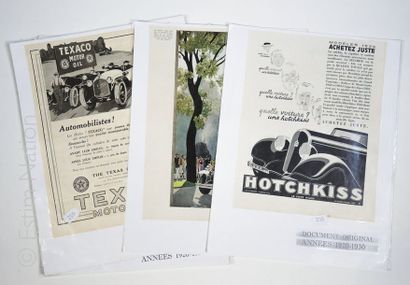 ART PUBLICITAIRE-AUTOMOBILE Ensemble de 10 gravures publicitaire des années 30 au...