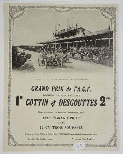 AUTOMOBILIA ''Grand prix de l'Automobile-Cub de France, Premier Cottin et Desgouttes'',...