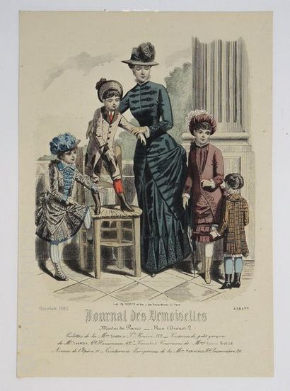 MODE Gravure en couleurs de mode féminine, fin-XIXe, 18 x 26 cm, très bon état.