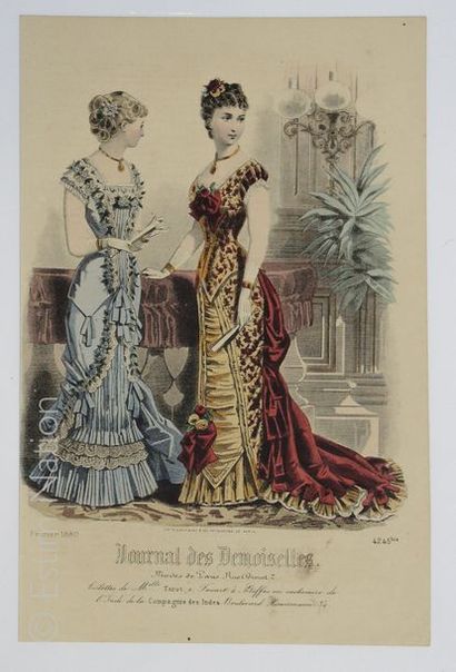 MODE Gravure en couleurs de mode féminine, fin-XIXe, 18 x 26 cm, très bon état.