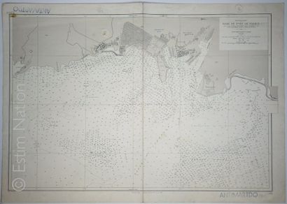 Antilles Très grande carte marine de la Martinique , rade de Fort-de-France, en noir,...