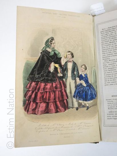 MODE ''Journal des jeunes personnes'', année 1854, in-4, reliure demi-basane, avec...