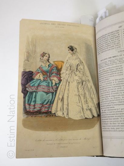 MODE ''Journal des jeunes personnes'', année 1854, in-4, reliure demi-basane, avec...