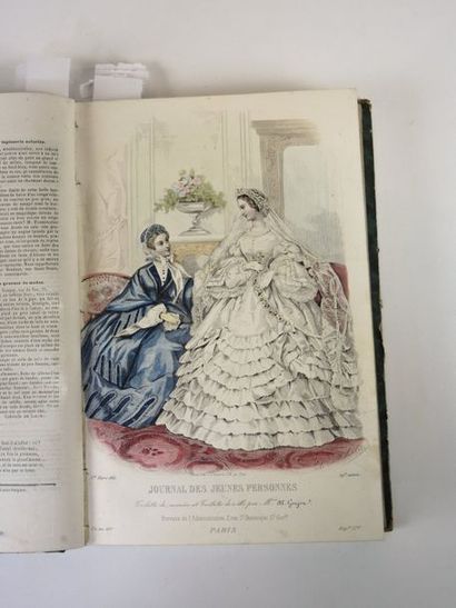MODE ''Journal des jeunes personnes'', années 1860-61, in-4, reliure demi-basane,...