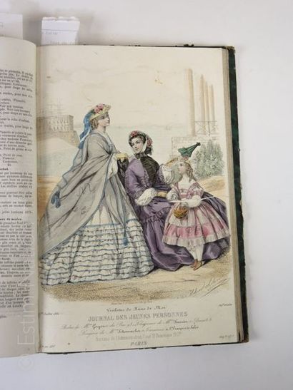 MODE ''Journal des jeunes personnes'', années 1860-61, in-4, reliure demi-basane,...