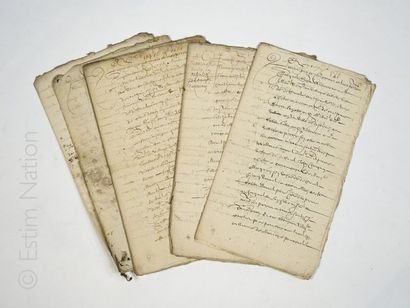 Manuscrit Ensemble de cinq actes de mariage?, années 1656 à 1660, format in-4, six...